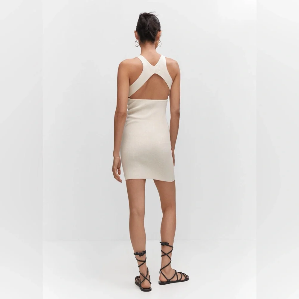 Mango Cream Knitted Dress with open back NWT - Picture 4 of 6